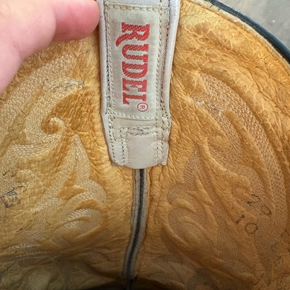 Rudel Winter White Ostrich Cowboy Boots - Picture 5 of 7